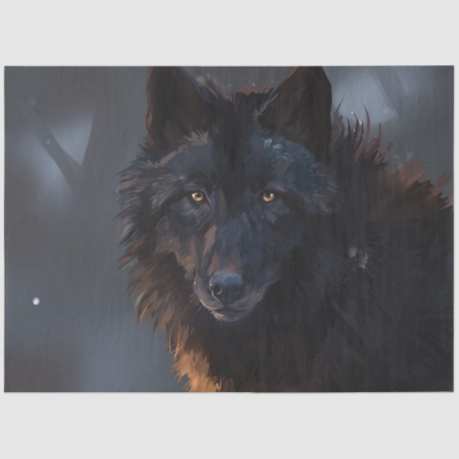 Papel De Seda Lobo negro (Frente )