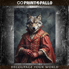 Papel De Seda Lobo Ussar em uniforme militar vitoriano