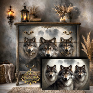Papel De Seda Lobos Lunares Decoupage
