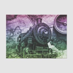Papel De Seda Locomotiva Vintage de Motor a Vapor