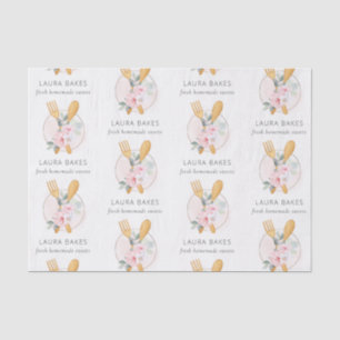 Papel De Seda Logotipo de Chef Floral Cor-de-rosa-rosa com borda