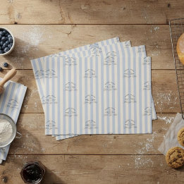 Papel De Seda Logotipo de Padaria Azul Listrado Francês País Neg
