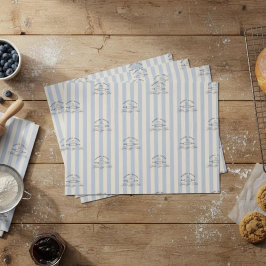 Papel De Seda Logotipo de Padaria Azul Listrado Francês País Neg