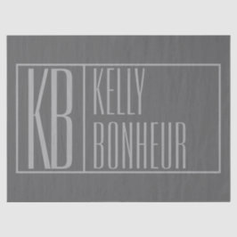 Papel De Seda Logotipo moderno, Cinza em Cinza Escura, Iniciais 