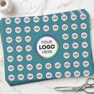 Papel De Seda Logotipo Personalizado em Verde Azul - Suprimentos