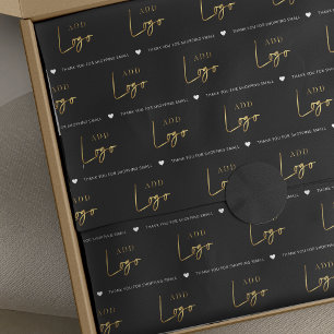 Papel De Seda Logotipo preto e Dourado Marca moderna Embalagem c