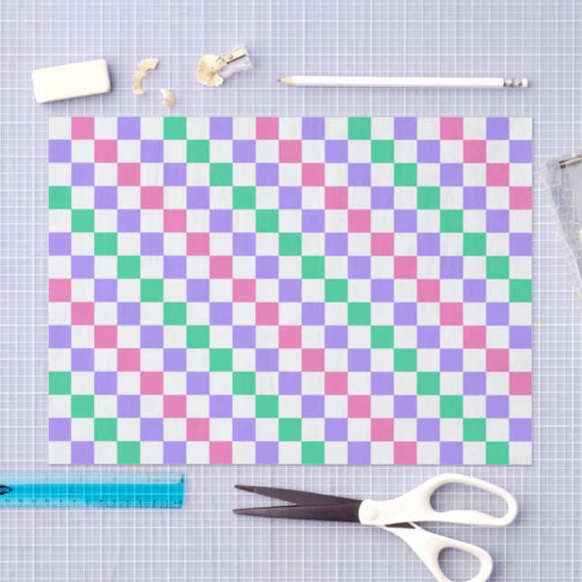 Papel De Seda Loja de doces padrão xadrez diagonal (Arte )