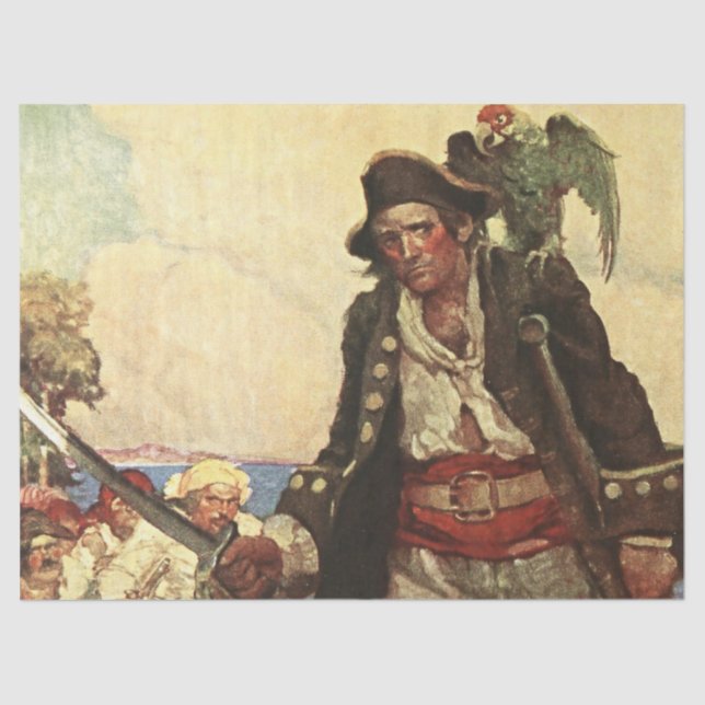 Papel De Seda “Long John Silver” Arte Pirata por Louis Rhead (Frente )