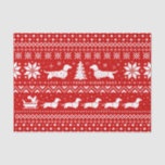 Papel De Seda Love Joy Peace Wiener Dogs | Dachshances Natal<br><div class="desc">Padrão de Natal bonito e engraçado, vermelho e branco, com um esquilo cavalgando um trenó puxado por Dachshances. Amor, Joy Peace, Cães Wiener. Torne seus presentes especiais com este papel de tecido festivo do padrão da blusa de Natal. Acupar objetos delicados ou acenar um saco de festas. Um design original...</div>
