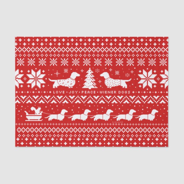 Papel De Seda Love Joy Peace Wiener Dogs | Dachshances Natal (Frente )