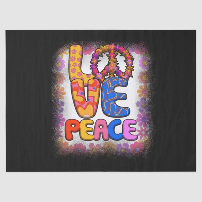 Papel De Seda Love Peace Retro 60s e 70s Floral Hippie Peace (Frente )