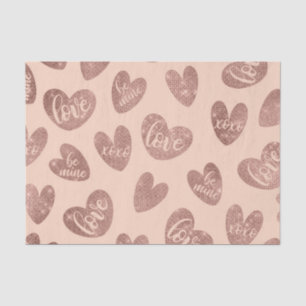 Papel De Seda Love XOXO Be Mine Rosa Dourado Corações Brilhantes