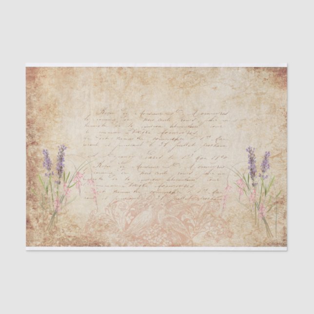 Papel De Seda Lovebirds & flores (Frente )