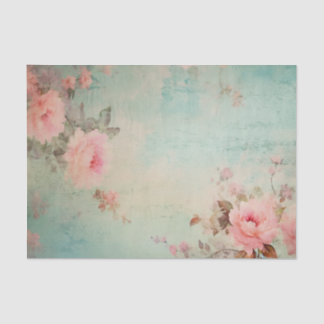 Papel De Seda Lovely Distressed Shabby Chic Roses in Corners of