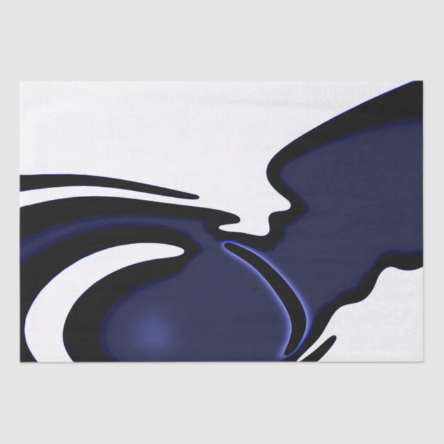 Papel De Seda Lua azul: Abstrato azul, branco e preto (Frente )