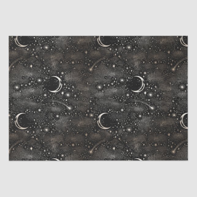 Papel De Seda Lua Celestial Starry Night e Estrelas Black (Frente )