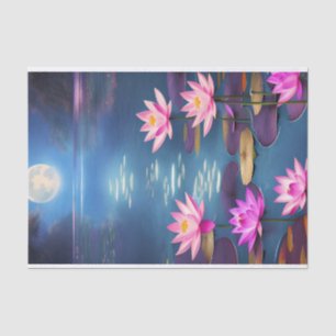 Papel De Seda Lua cheia e belas flores cor-de-rosa