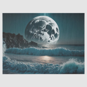 Papel De Seda Lua cheia sobre a dissociação do oceano
