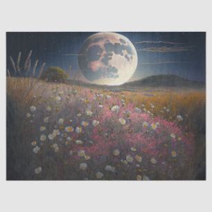 Papel De Seda Lua cheia sobre campo cor-de-rosa da dissociação d
