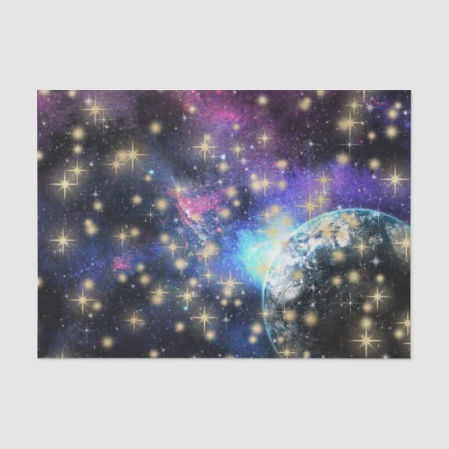 Papel De Seda Lua Cósmica Roxa (Design 1 da Série Roxa) (Frente )