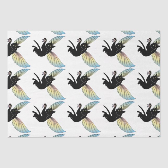 Papel De Seda Lua de Gato Cósmico e estrelas (Frente )