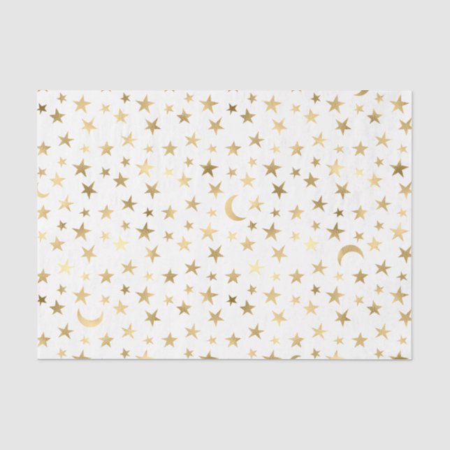 Papel De Seda Lua e Estrelas em Ouro Folheado (Frente )