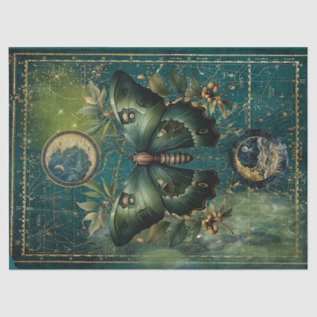 Papel De Seda Lua e mariposa lunares (Frente )