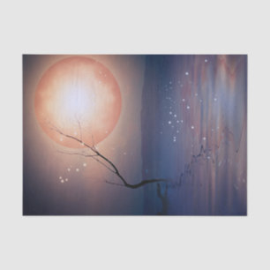 Papel De Seda Lua Sparkling da fantasia cor-de-rosa e azul sobre
