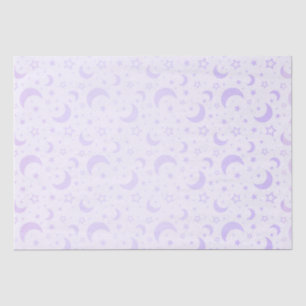 Papel De Seda Luas do Crescente Roxo Pastel e Estrelas no Dia da