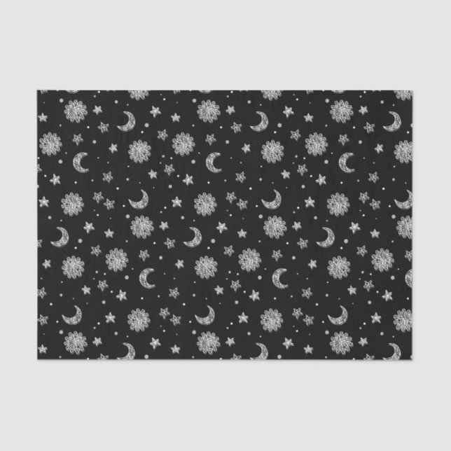 Papel De Seda Luas & estrelas brancas (Frente )