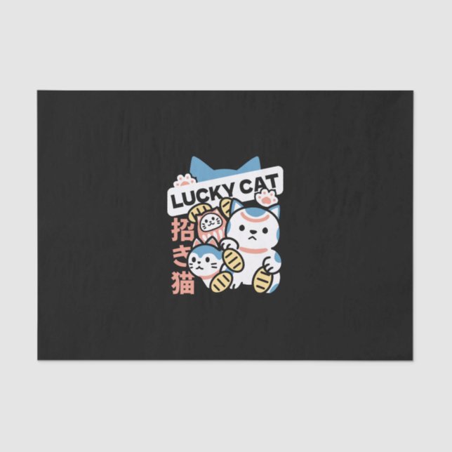 Papel De Seda Lucky Cat Art – Maneki Neko with Gold Coin (Frente )