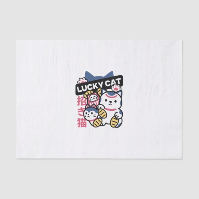 Papel De Seda Lucky Cat Maneki Neko – Japanese Fortune Cat  (Frente )