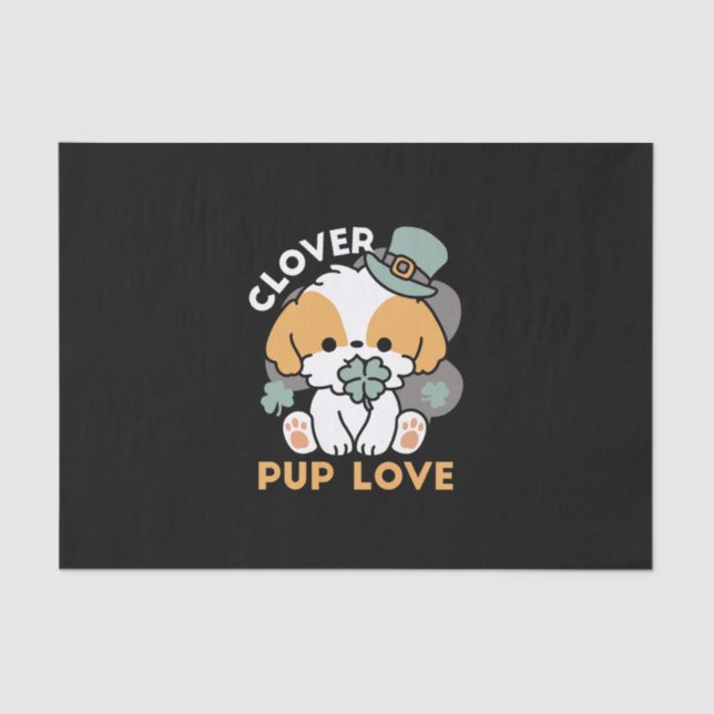 Papel De Seda Lucky Pup com Clover - Rua. Presente no Dia de Pat (Frente )
