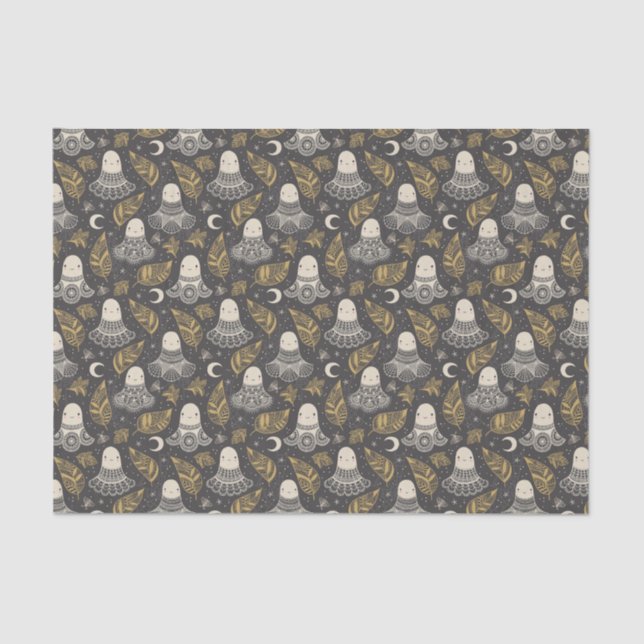 Papel De Seda Lugar dos Fantasmas do Bom Halloween - Dourado (Frente )