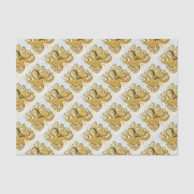 Papel De Seda Lula Cracônica de Octopus Náutico Pintada (Frente )