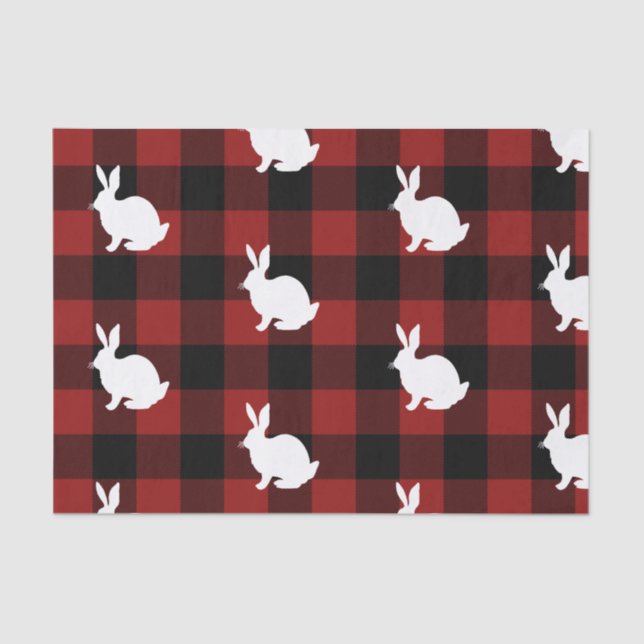 Papel De Seda Lumberjack Red Buffalo Xadrez Rabbit Holid (Frente )