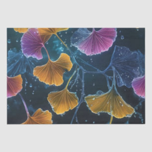 Papel De Seda Luminograma Colorido de Folhas de Ginkgo Decoupage