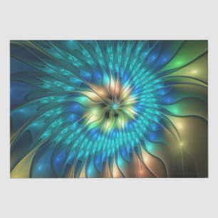 Papel De Seda Luminosa Fantasia Flor, Colorida Abstrato Fractal