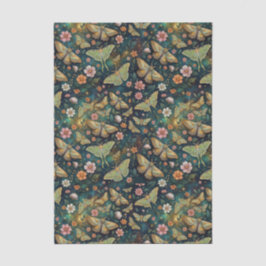 Papel De Seda Luna Moth e Lua, Repetição Floral Celestial