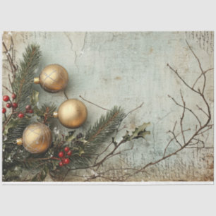 Papel De Seda Lux Boias de Natal e Bolhas de Ouro