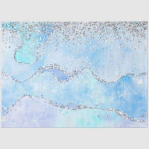 Papel De Seda Luxe Blue Marble & Silver Gliter