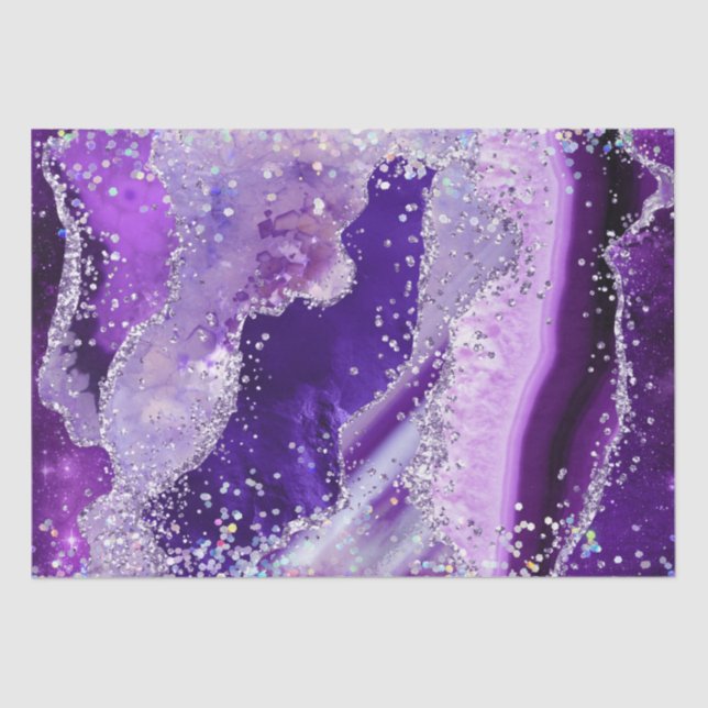 Papel De Seda Luxe Gemstone Marble Purple Glitter Agate (Frente )