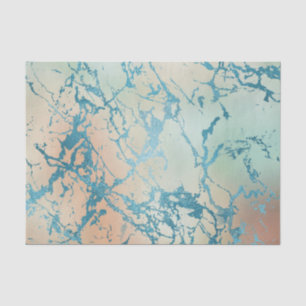 Papel De Seda Luxe Marble   Belas Veias Amarelas e Corais em Tea