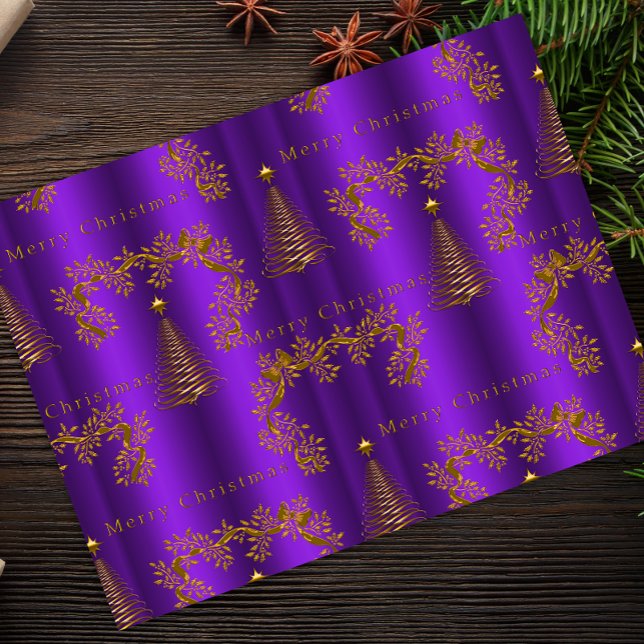 Papel De Seda Luxe Purple e Dourado Natal (Criador carregado)
