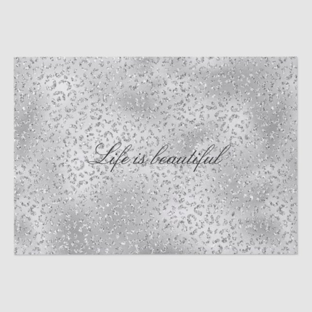 Papel De Seda Luxo de Impressão do Leopardo de Prata        (Frente )