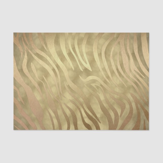 Papel De Seda Luxo Dourado Luxuoso Zebra Selva Safari Glamour (Frente )