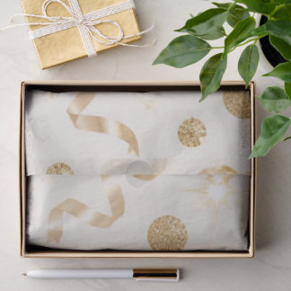 Papel De Seda Luxuoso padrão de confete dourado Champagne | Eleg