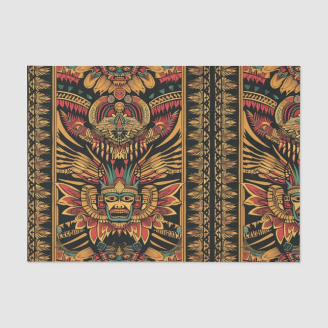 Papel De Seda Luxurioso Beige "Aztec Dream" Molhando Pape (Frente )