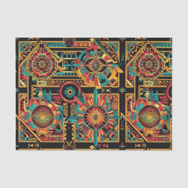 Papel De Seda Luxurioso Beige "Sonho Asteca" Texturizado Pape (Frente )