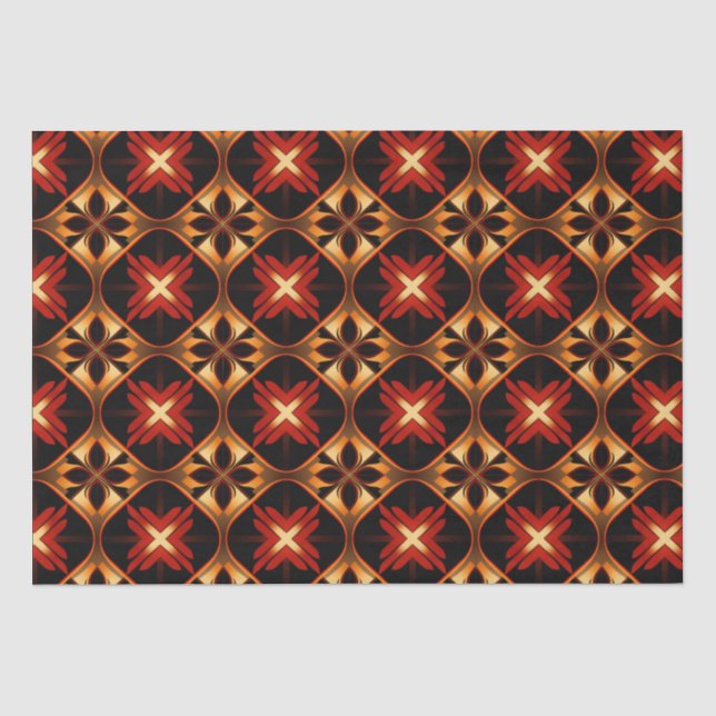 Papel De Seda Luxury Lattice Dourada Geométrica Negra (Frente )